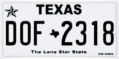 TX license plate DOF2318
