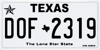 TX license plate DOF2319