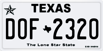 TX license plate DOF2320