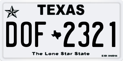 TX license plate DOF2321