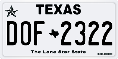 TX license plate DOF2322