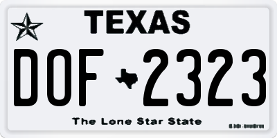 TX license plate DOF2323