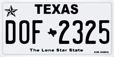 TX license plate DOF2325