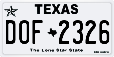 TX license plate DOF2326