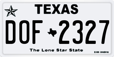 TX license plate DOF2327
