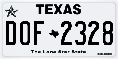 TX license plate DOF2328