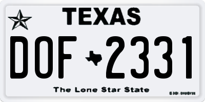 TX license plate DOF2331