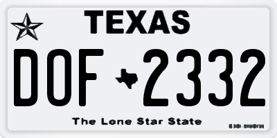 TX license plate DOF2332