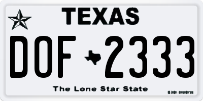 TX license plate DOF2333