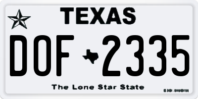 TX license plate DOF2335