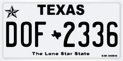 TX license plate DOF2336