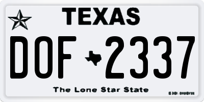 TX license plate DOF2337