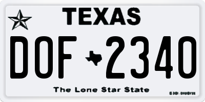 TX license plate DOF2340
