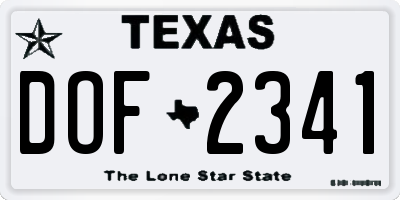 TX license plate DOF2341