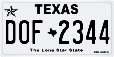TX license plate DOF2344