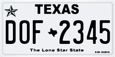 TX license plate DOF2345