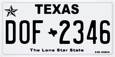 TX license plate DOF2346