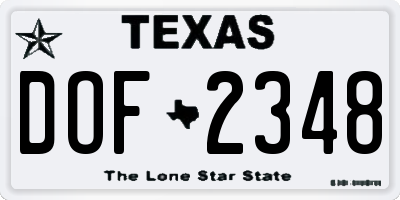 TX license plate DOF2348