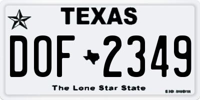 TX license plate DOF2349