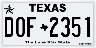 TX license plate DOF2351
