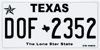 TX license plate DOF2352