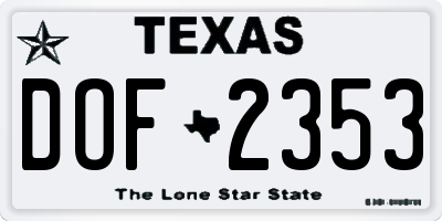 TX license plate DOF2353