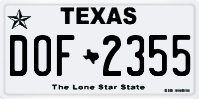 TX license plate DOF2355
