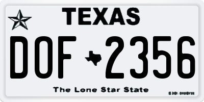 TX license plate DOF2356