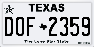 TX license plate DOF2359