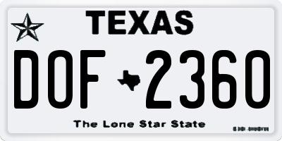 TX license plate DOF2360