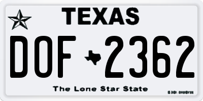 TX license plate DOF2362