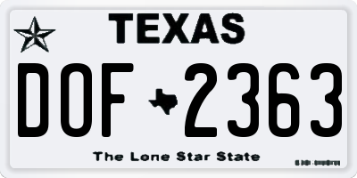 TX license plate DOF2363