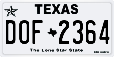 TX license plate DOF2364