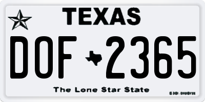TX license plate DOF2365