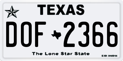 TX license plate DOF2366