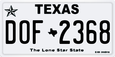 TX license plate DOF2368