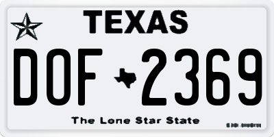 TX license plate DOF2369
