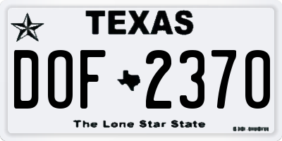 TX license plate DOF2370