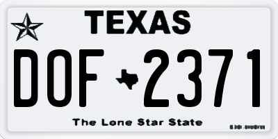 TX license plate DOF2371