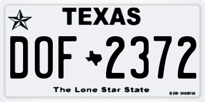 TX license plate DOF2372