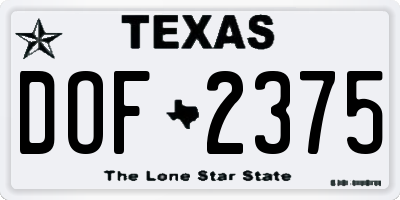 TX license plate DOF2375