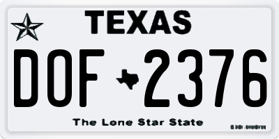 TX license plate DOF2376