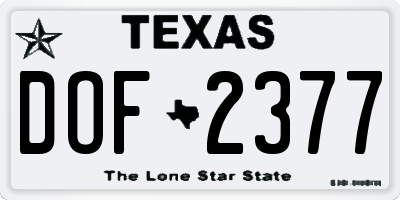 TX license plate DOF2377