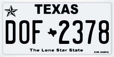 TX license plate DOF2378