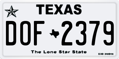 TX license plate DOF2379