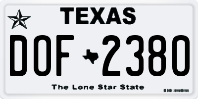 TX license plate DOF2380