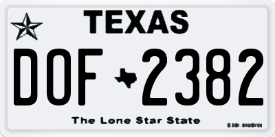 TX license plate DOF2382