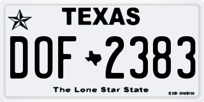 TX license plate DOF2383
