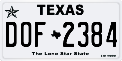 TX license plate DOF2384
