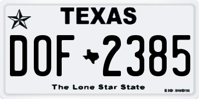 TX license plate DOF2385